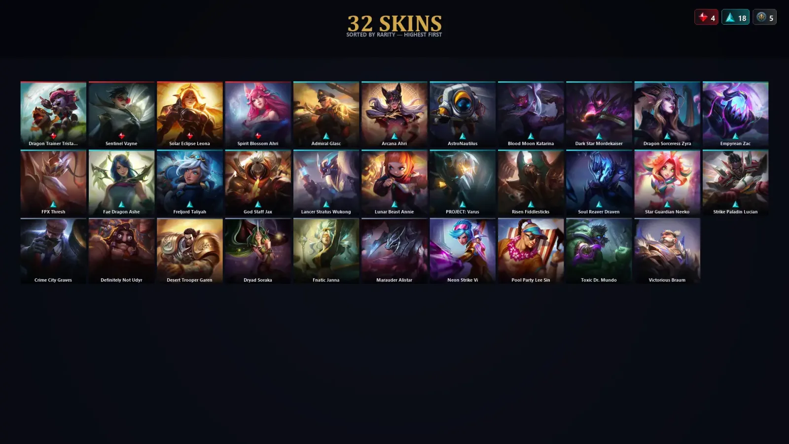 [LoL] | EUW | Level 92 | Platinum IV | 100 Champions | 32 Skins — LoL account