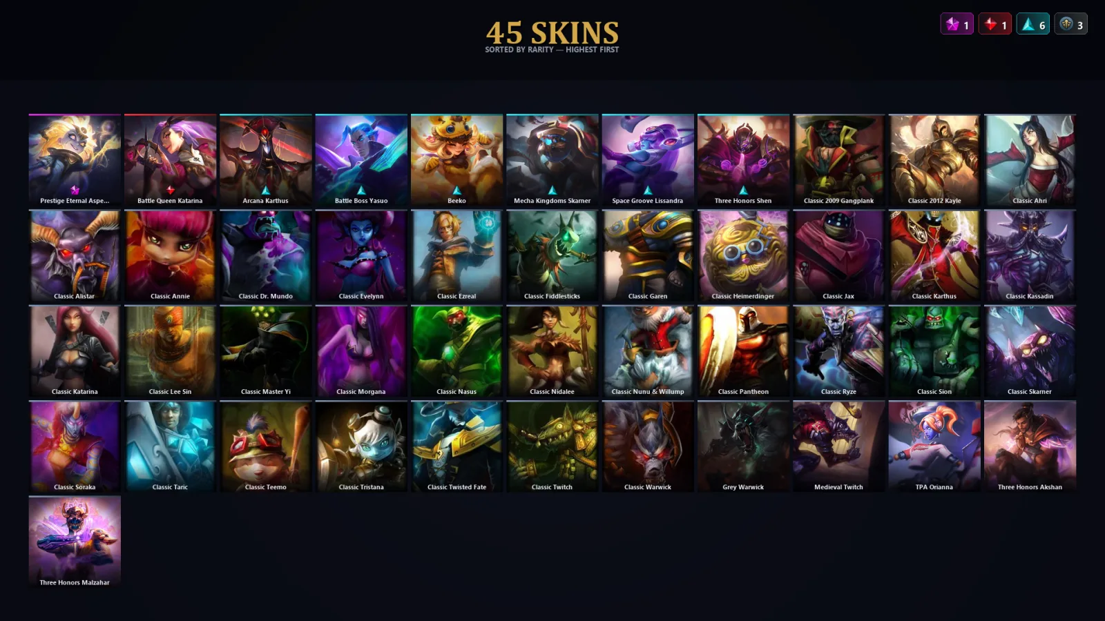 [LoL] | TR | Level 30 | 36 Champions | 45 Skins | 36,470 BE