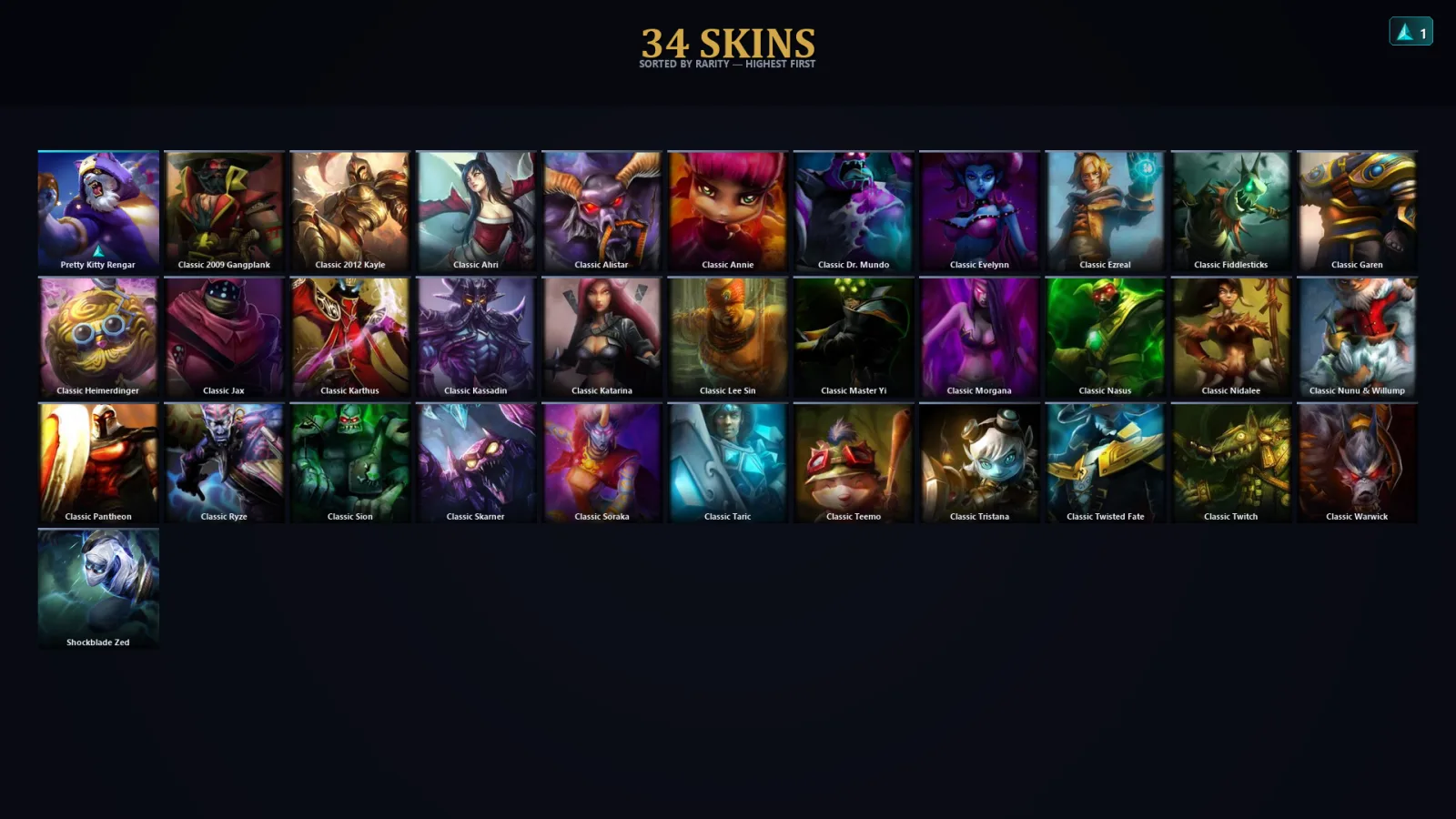 [LoL] | EUW | Level 35 | Gold IV | 30 Champions | 2 Skins