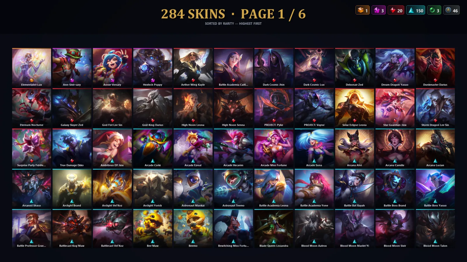 [LoL] | EUW | Level 500 | 173 Champions | 284 Skins | 95,651 BE