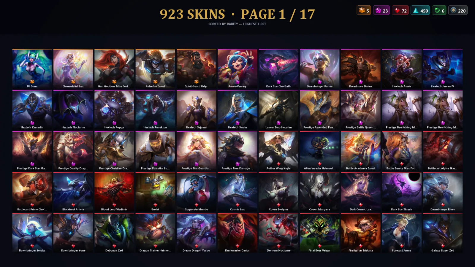 [LoL] | TR | Level 284 | Bronze I | 173 Champions | 923 Skins | 172,535 BE
