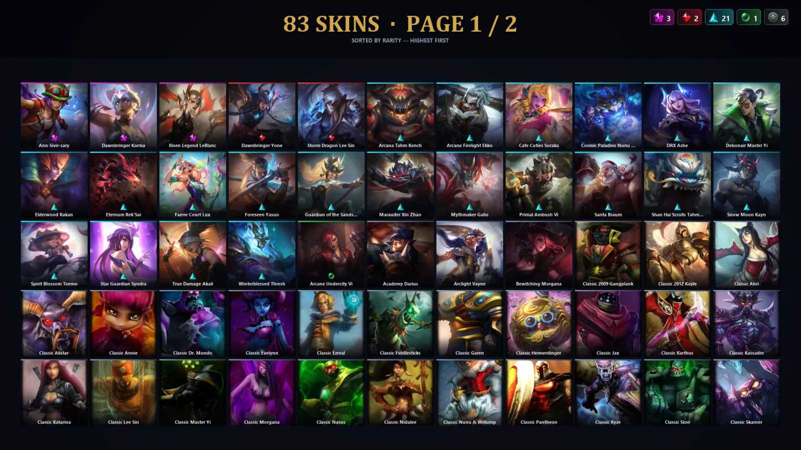 [LoL] | TR | Level 199 | Gold III | 173 Champions | 83 Skins | 82,432 BE