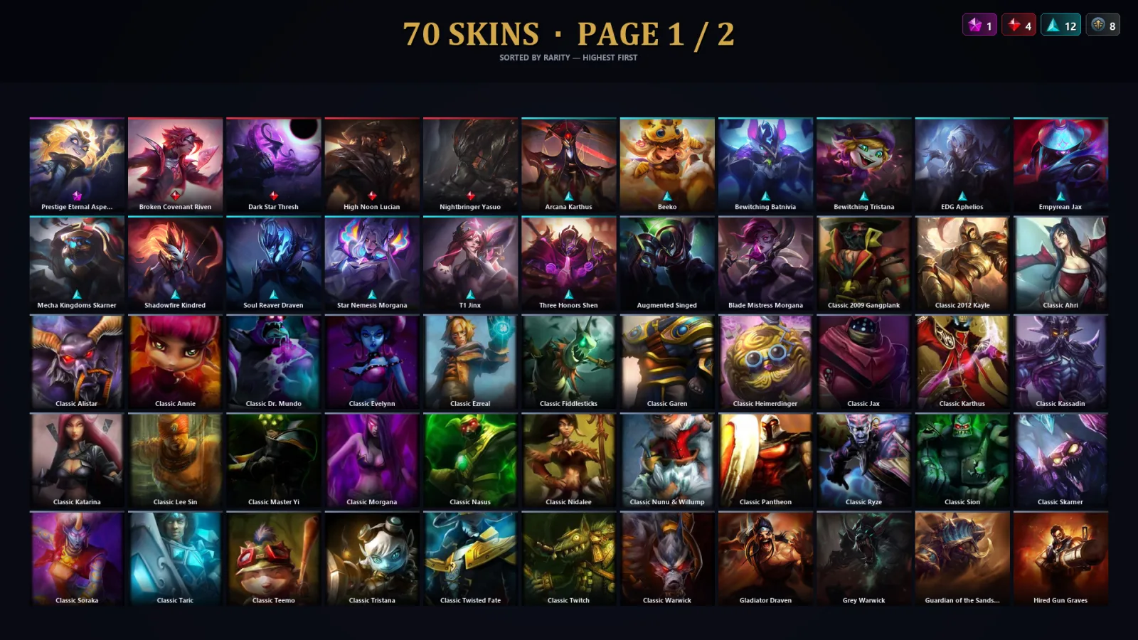 [LoL] | TR | Level 100 | Diamond II | 140 Champions | 38 Skins