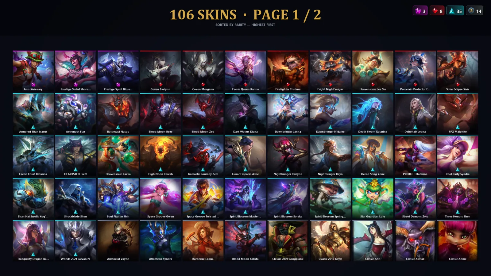 [LoL] | TR | Level 129 | Platinum I | 140 Champions | 74 Skins | 13,492 BE
