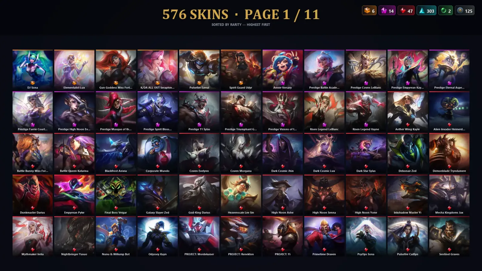 [LoL] | EUW | Level 500 | 172 Champions | 576 Skins | 57,339 BE — LoL account