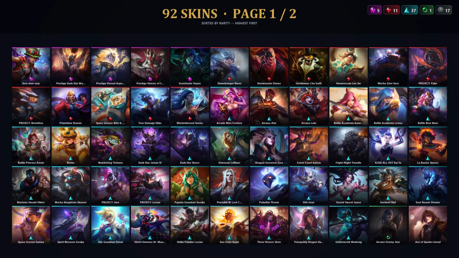 [LoL] | TR | Level 30 | Master | 173 Champions | 92 Skins | 38,025 BE