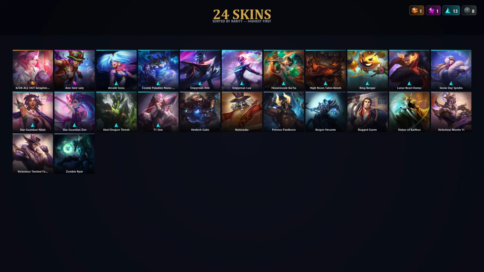 [LoL] | EUW | Level 30 | 100 Champions | 24 Skins | 101,818 BE