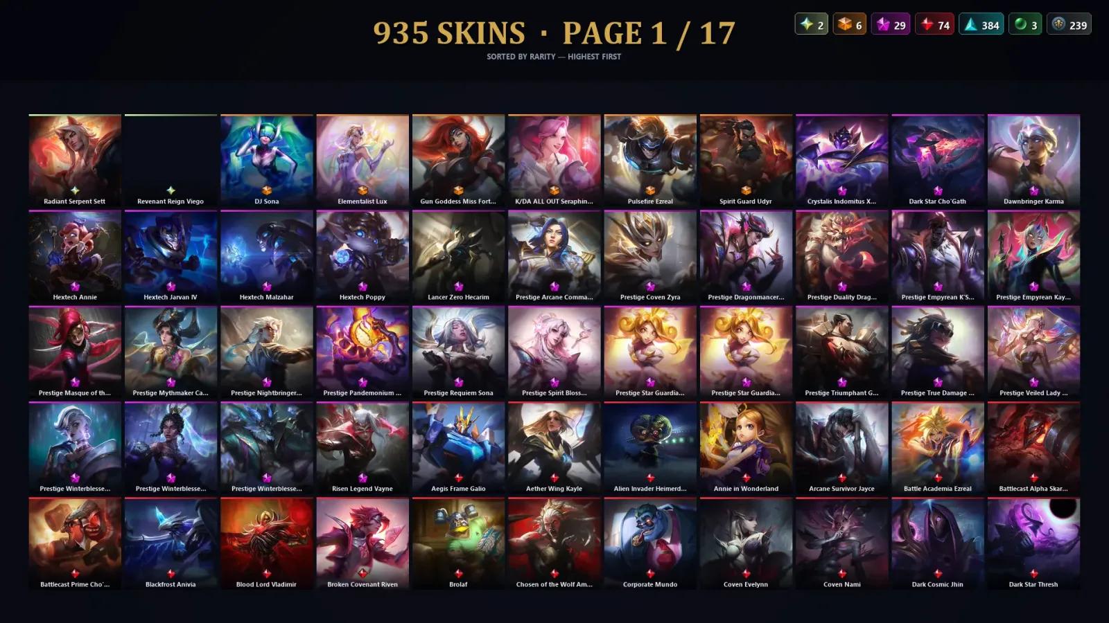[LoL] | EUW | Level 398 | Silver II | 172 Champions | 935 Skins