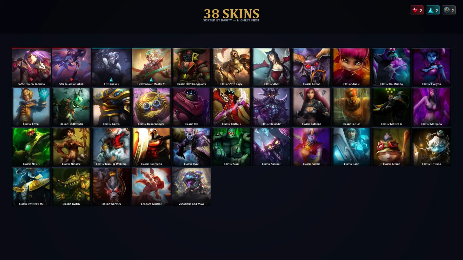[LoL] | EUW | Level 37 | Platinum I | 34 Champions | 38 Skins