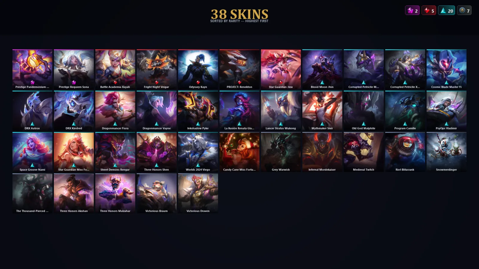 [LoL] | TR | Level 100 | Emerald IV | 156 Champions | 38 Skins