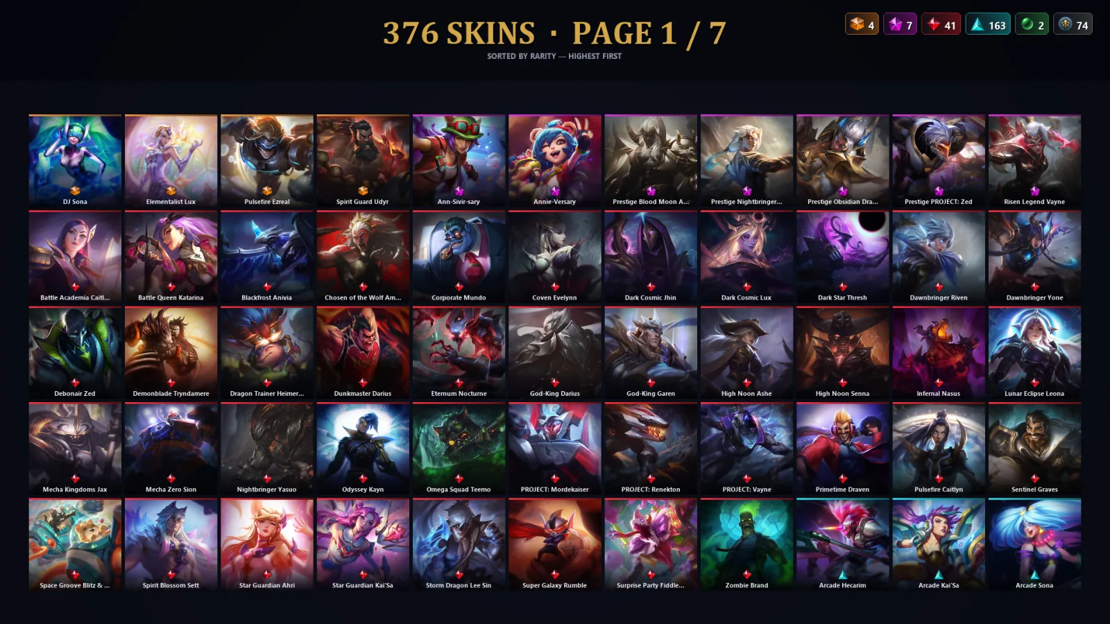 [LoL] | EUW | Level 500 | 172 Champions | 344 Skins | 60,607 BE