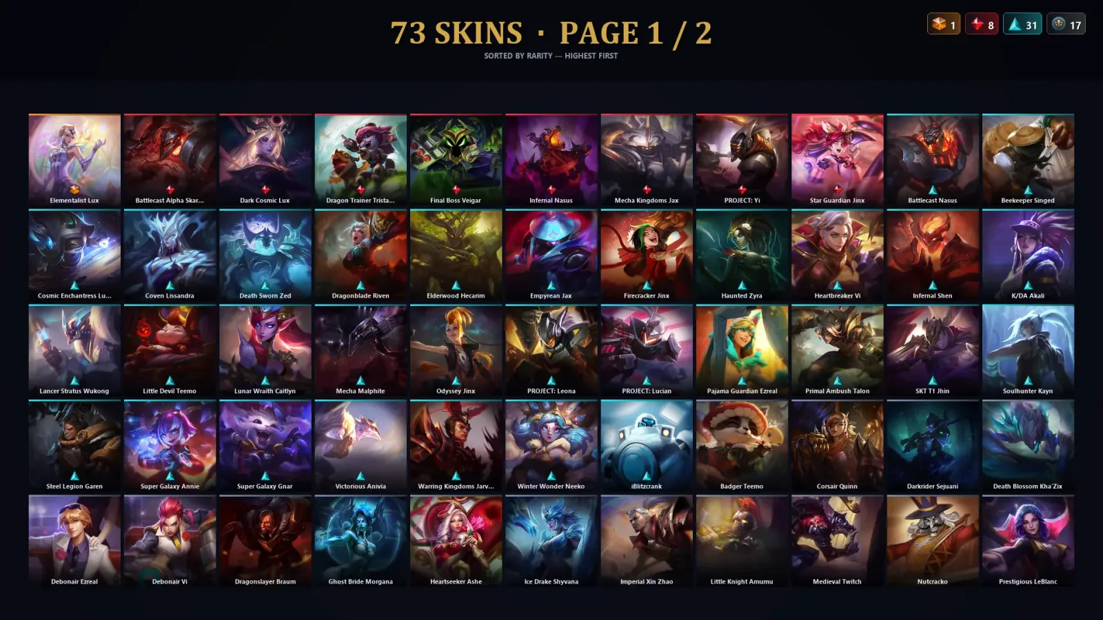 [LoL] | TR | Level 437 | 154 Champions | 73 Skins — LoL account