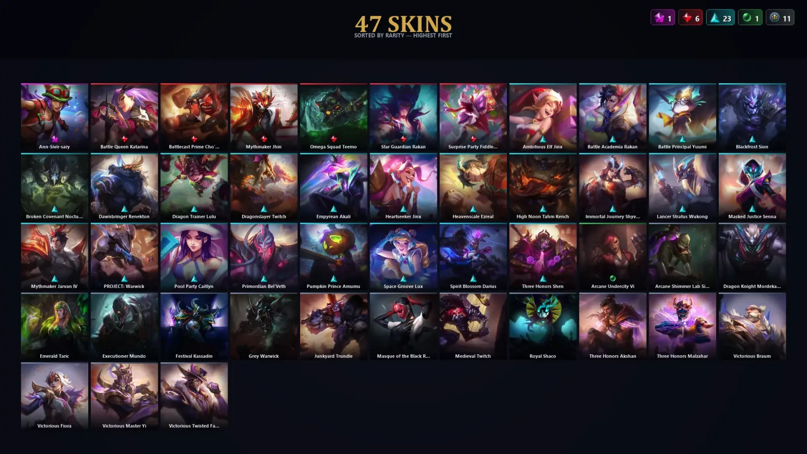 [LoL] | TR | Level 97 | Emerald III | 141 Champions | 47 Skins | 10,901 BE — LoL account
