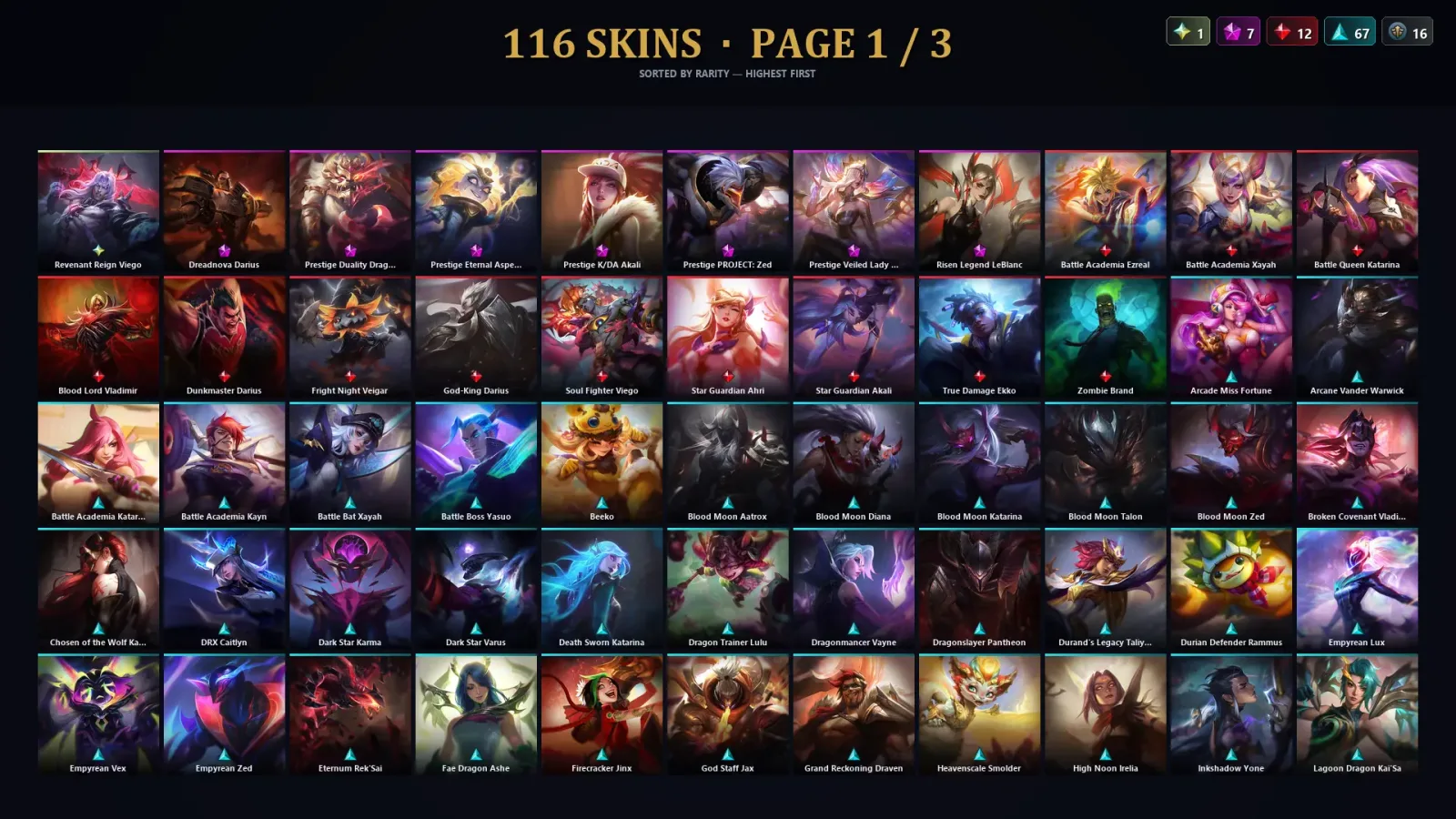 [LoL] | TR | Level 95 | Platinum II | 106 Champions | 116 Skins | 19,636 BE