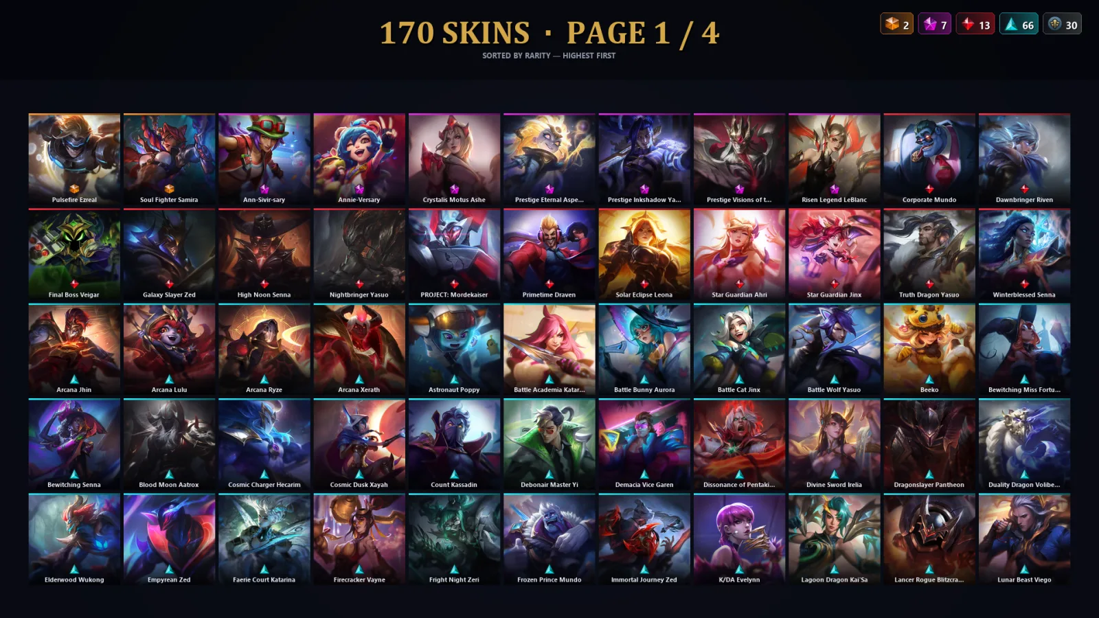 [LoL] | TR | Level 301 | Emerald II | 173 Champions | 170 Skins | 47,762 BE