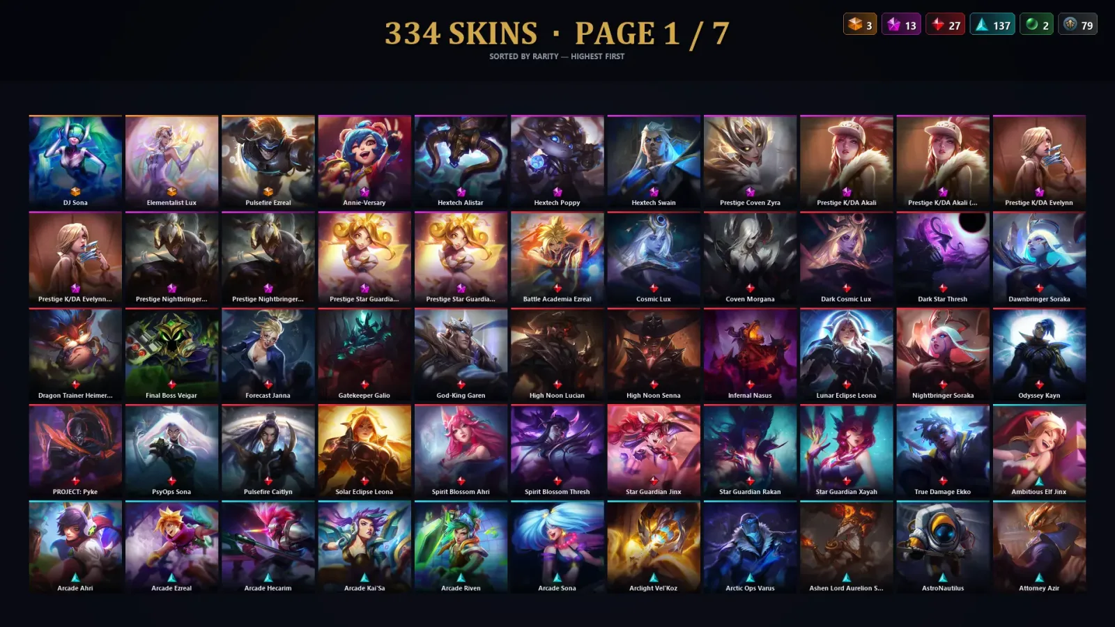 [LoL] | EUW | Level 182 | 137 Champions | 334 Skins — LoL account