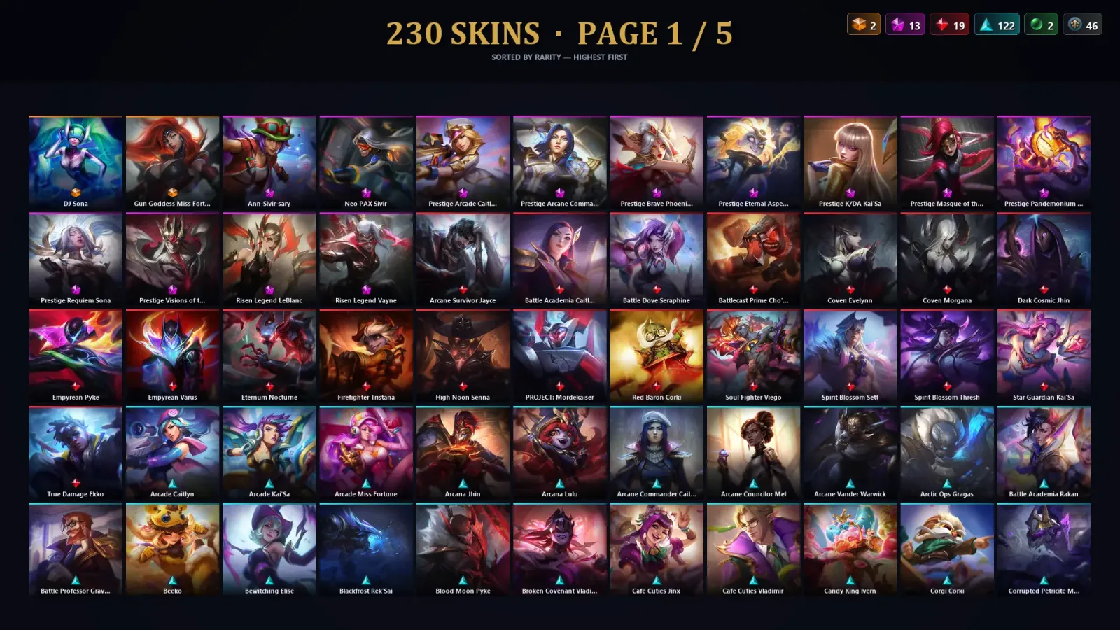 [LoL] | EUW | Level 214 | Gold I | 173 Champions | 230 Skins | 27,277 BE