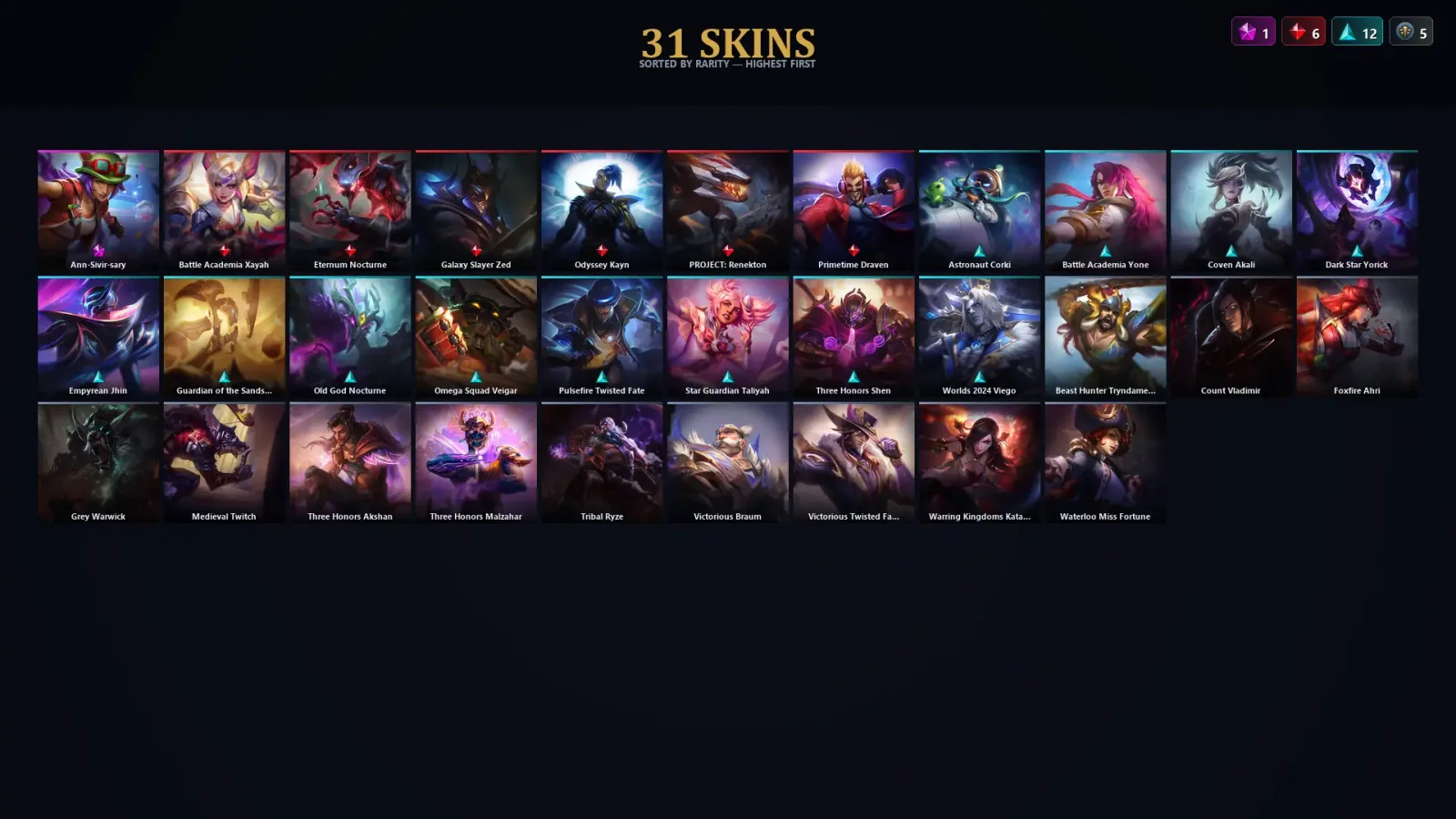 [LoL] | TR | Level 82 | Emerald I | 150 Champions | 31 Skins