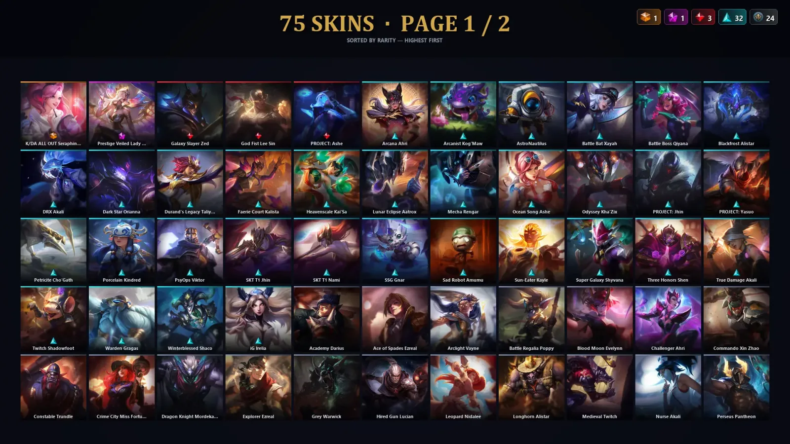[LoL] | TR | Level 232 | Gold I | 172 Champions | 75 Skins | 10,108 BE — LoL account