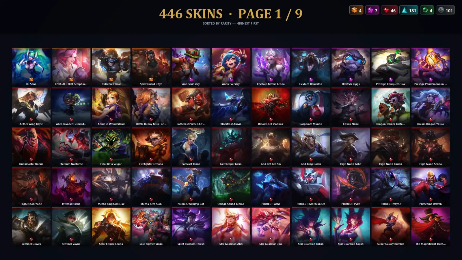 [LoL] | TR | Level 500 | Diamond IV | 172 Champions | 446 Skins | 99,227 BE — LoL account