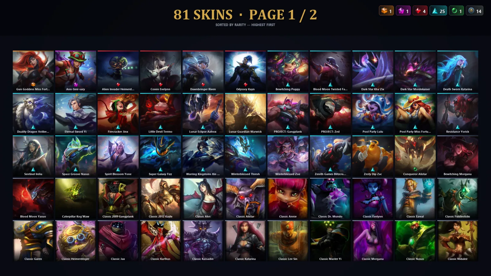 [LoL] | TR | Level 251 | Silver III | 173 Champions | 81 Skins | 27,818 BE