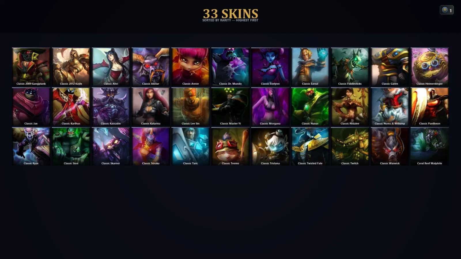 [LoL] | TR | Level 30 | 33 Champions | 33 Skins | 13,300 BE