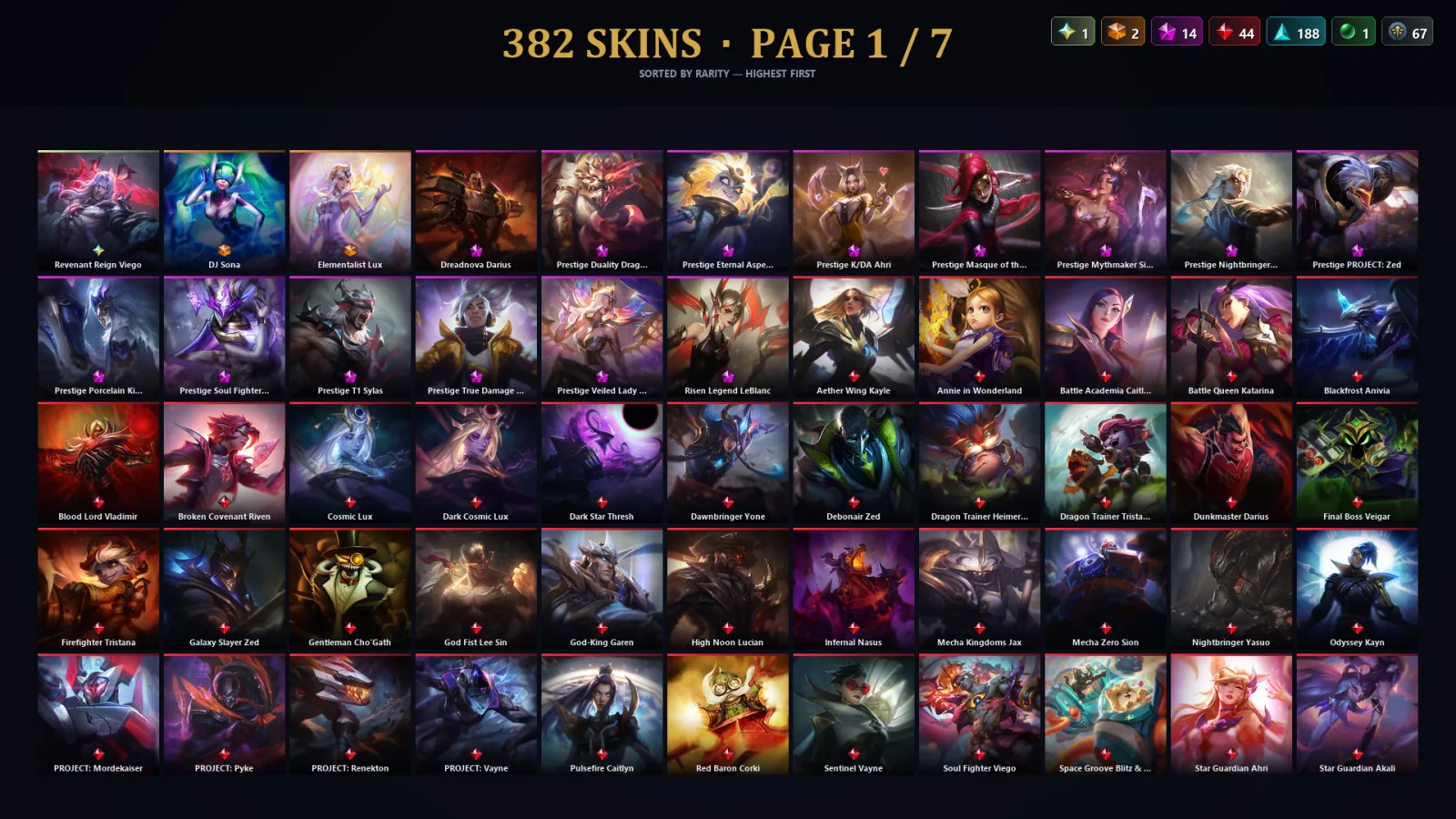 [LoL] | TR | Level 280 | Gold III | 173 Champions | 382 Skins | 106,904 BE
