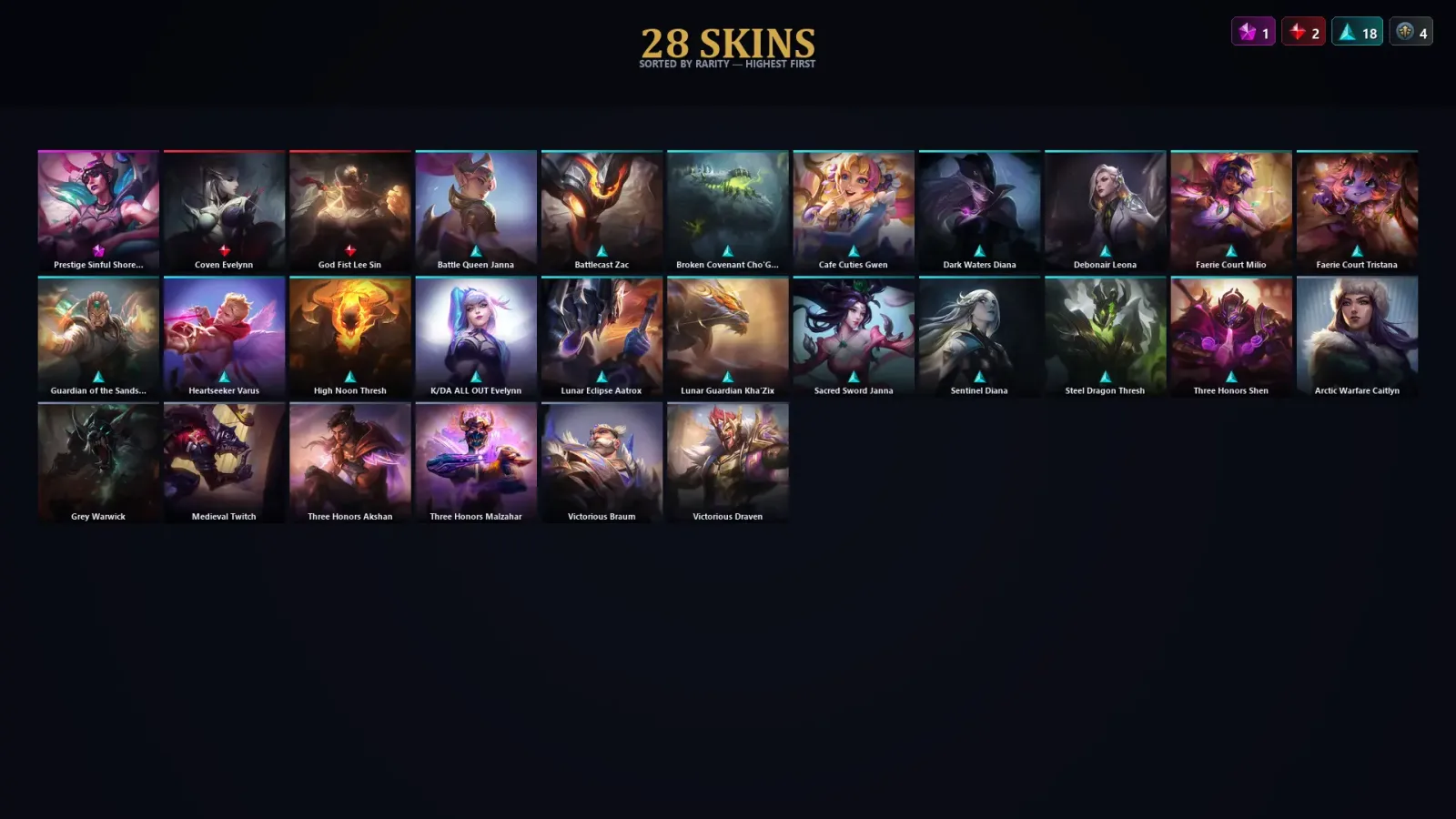 [LoL] | TR | Level 57 | Emerald IV | 100 Champions | 28 Skins