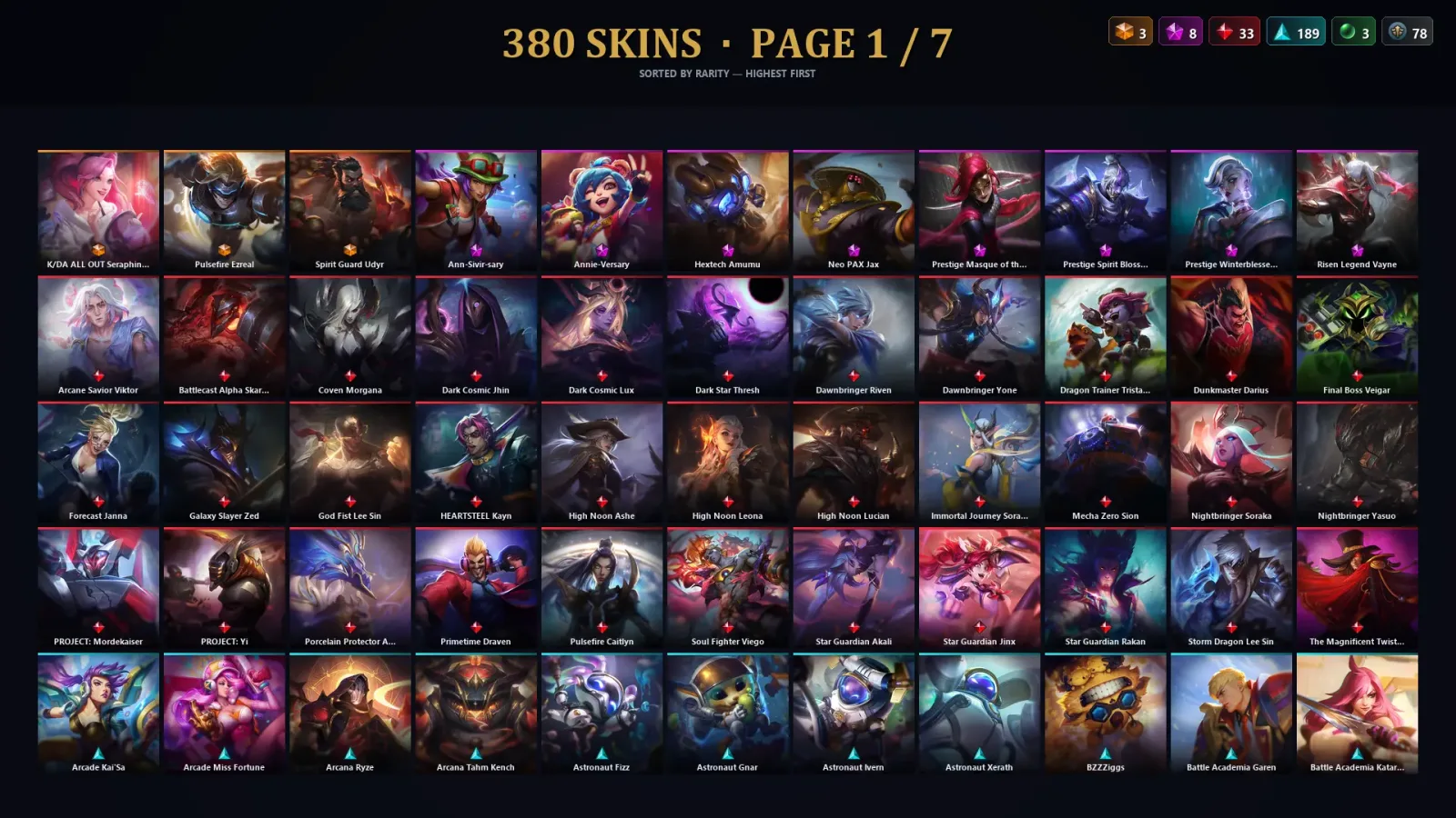 [LoL] | EUW | Level 500 | 172 Champions | 380 Skins | 14,336 BE — LoL account