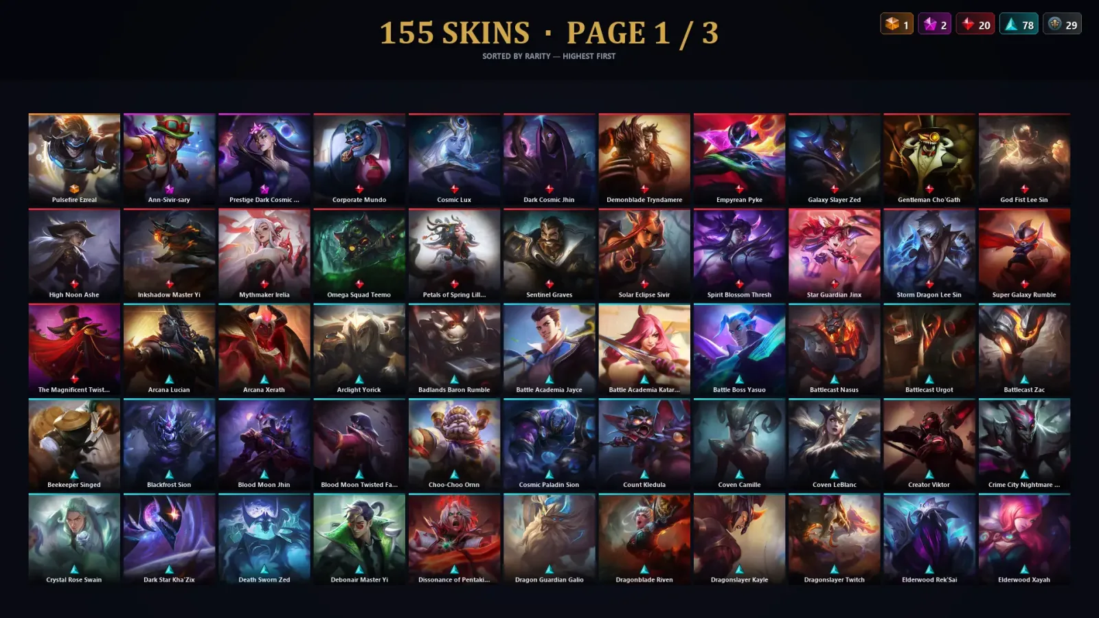 [LoL] | TR | Level 273 | 171 Champions | 155 Skins | 57,575 BE — LoL account