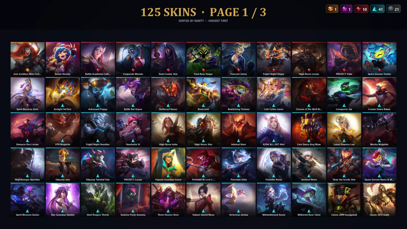 [LoL] | TR | Level 300 | Emerald IV | 173 Champions | 125 Skins | 43,831 BE