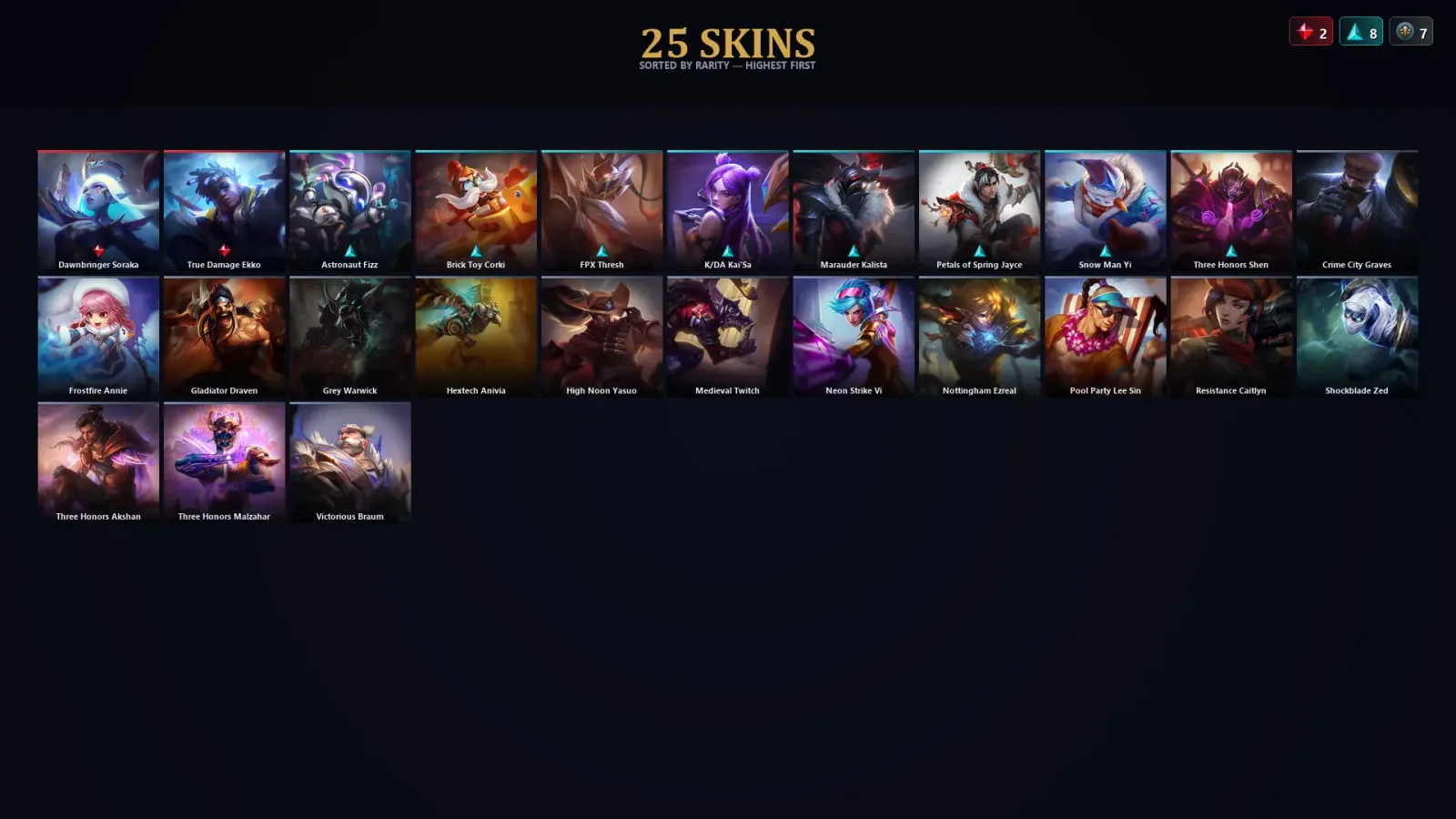 [LoL] | TR | Level 110 | Diamond I | 104 Champions | 25 Skins