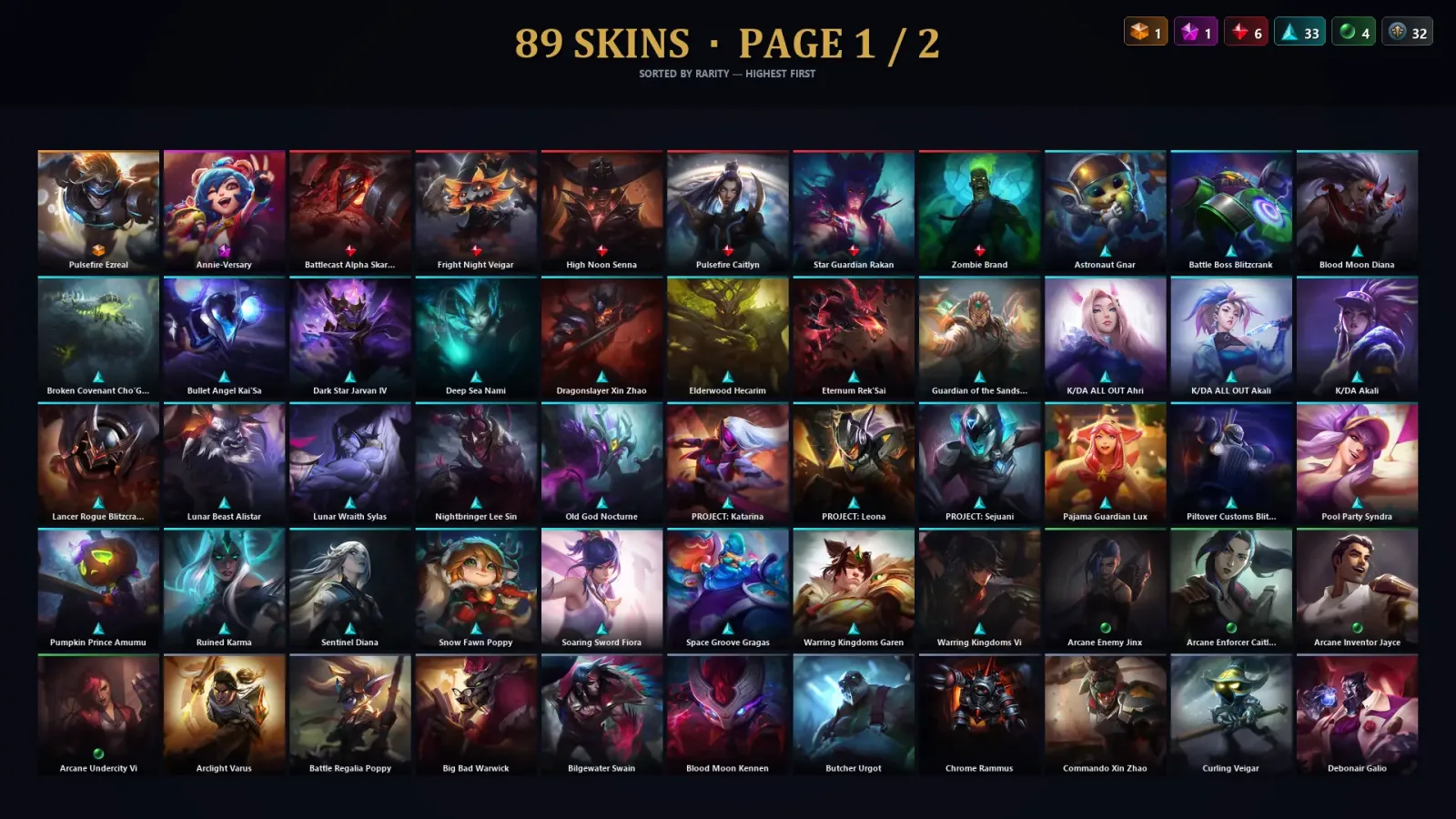 [LoL] | TR | Level 202 | 150 Champions | 89 Skins — LoL account