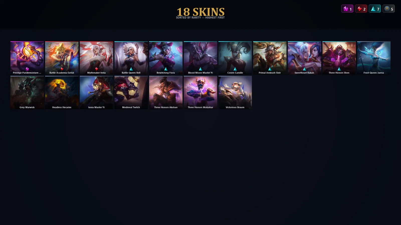 [LoL] | TR | Level 30 | Challenger | 72 Champions | 18 Skins | 29,242 BE