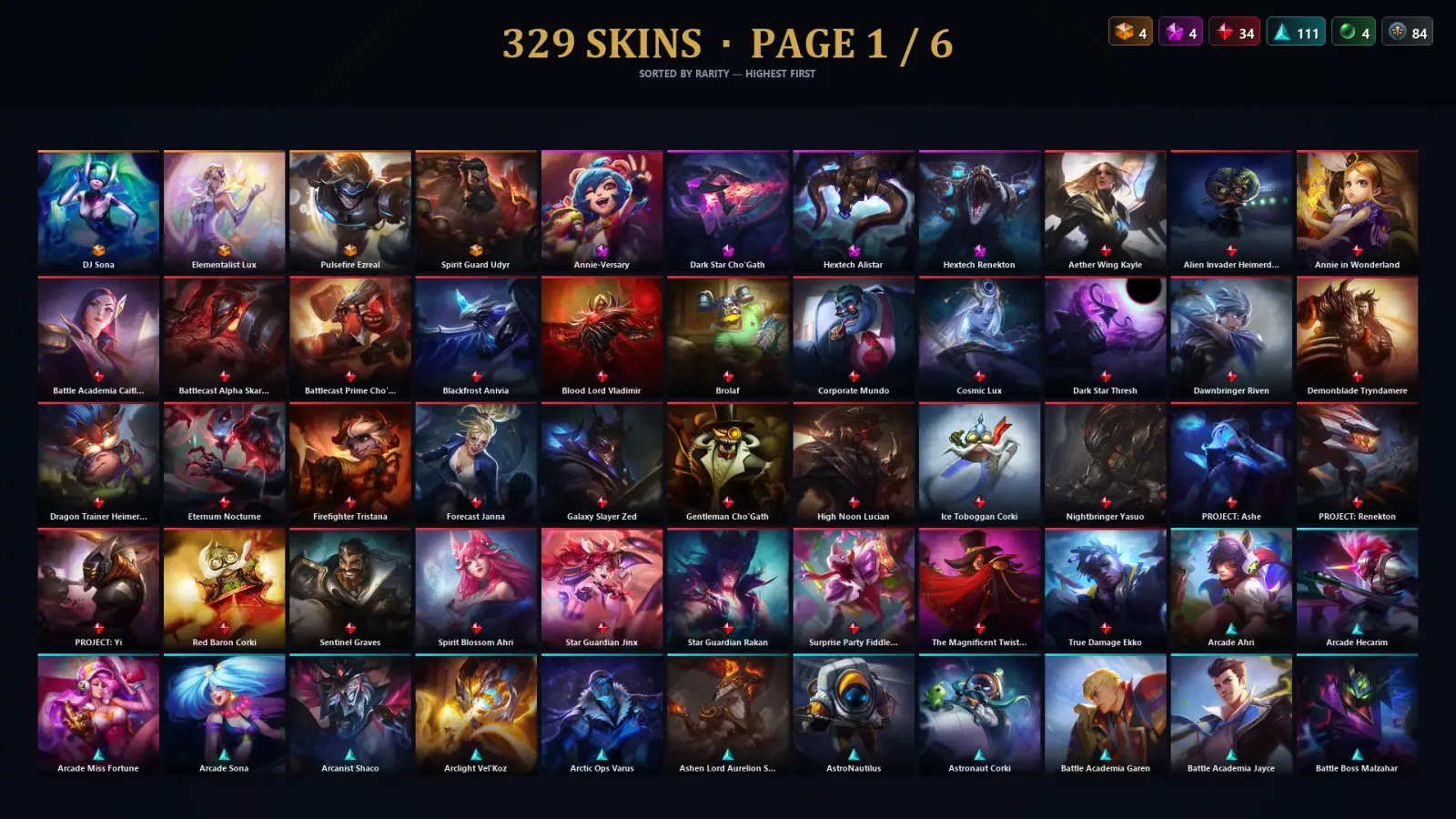 [LoL] | EUW | Level 306 | 172 Champions | 329 Skins | 206,195 BE — LoL account