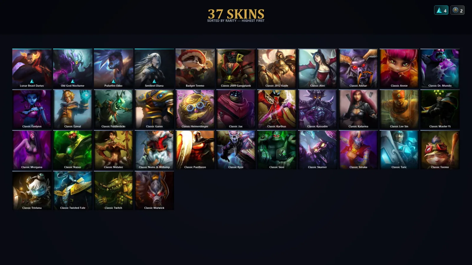 [LoL] | EUW | Level 34 | Silver II | 35 Champions | 37 Skins