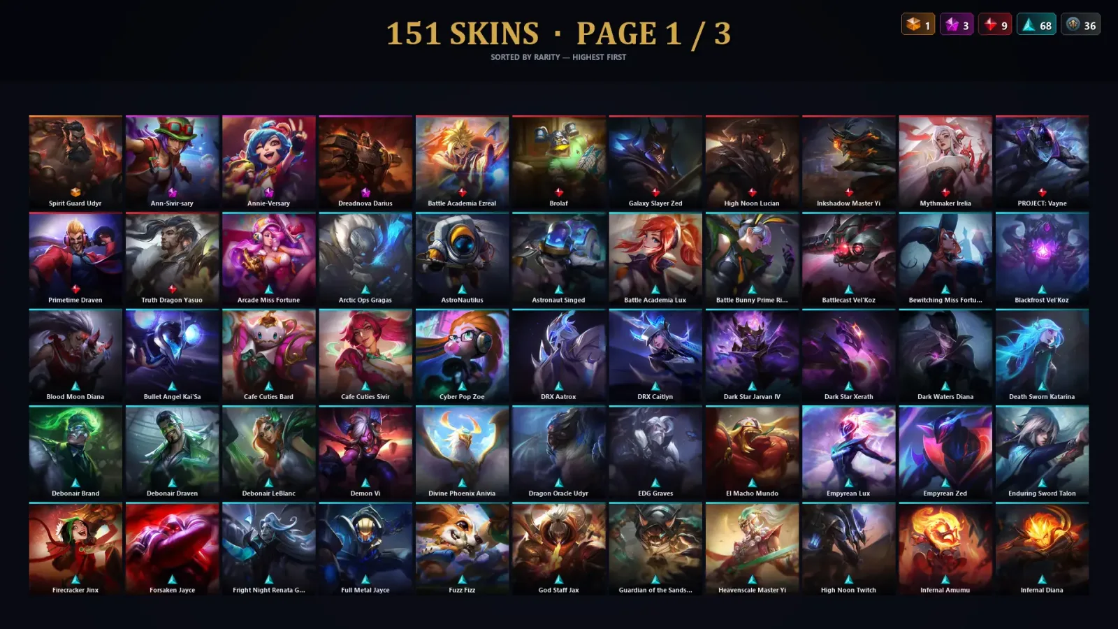 [LoL] | TR | Level 30 | Challenger | 172 Champions | 151 Skins | 48,647 BE — LoL account