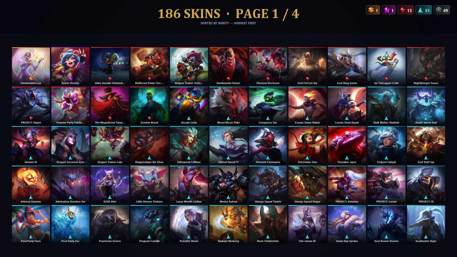 [LoL] | EUW | Level 202 | 150 Champions | 186 Skins