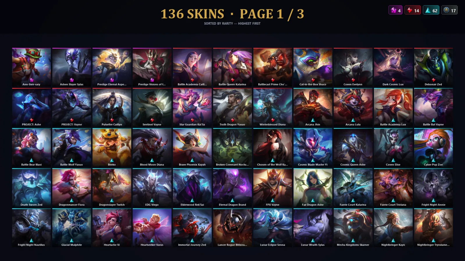 [LoL] | TR | Level 264 | 173 Champions | 104 Skins | 35,496 BE