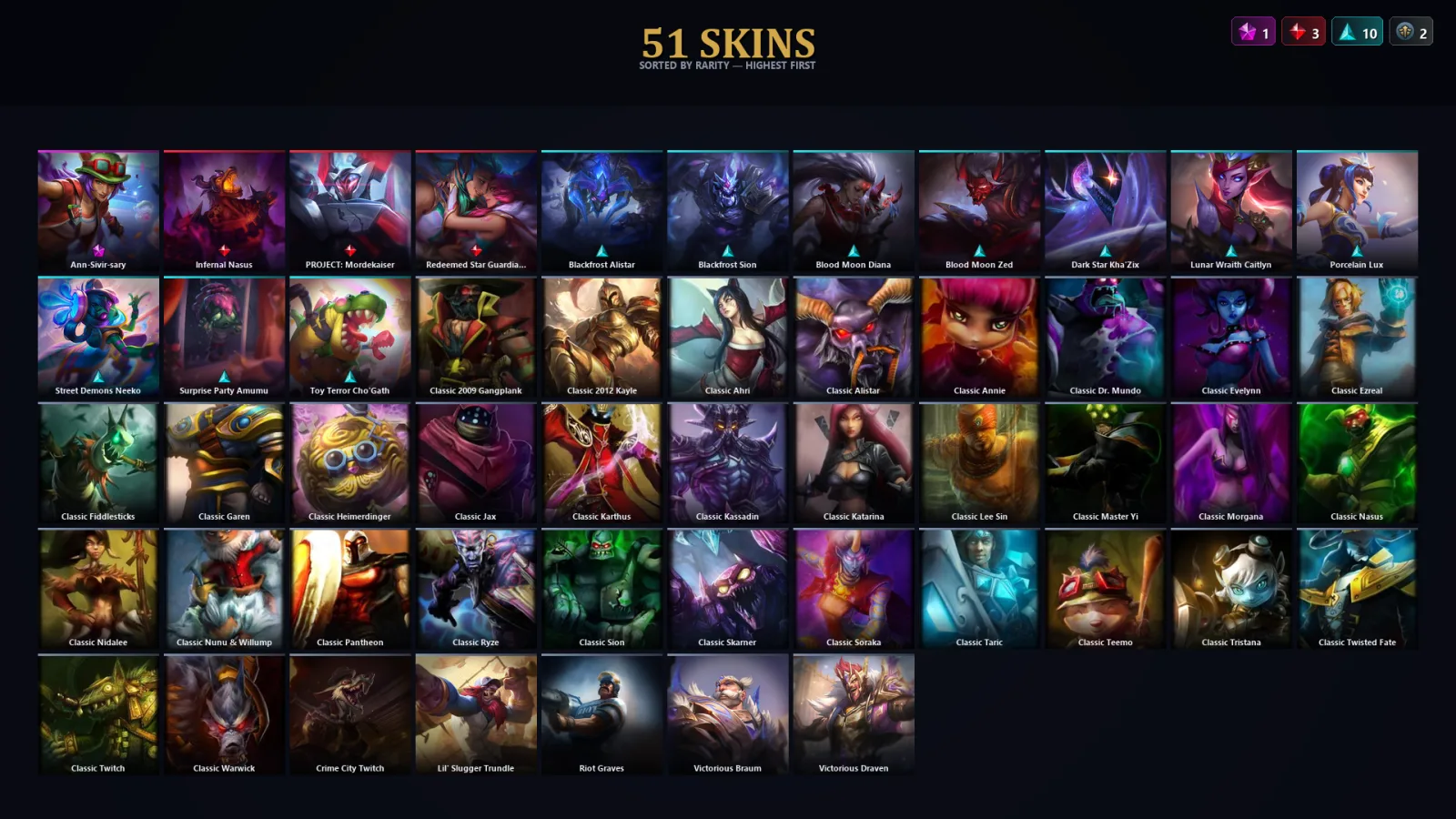 [LoL] | EUW | Level 77 | Emerald III | 74 Champions | 19 Skins | 10,531 BE