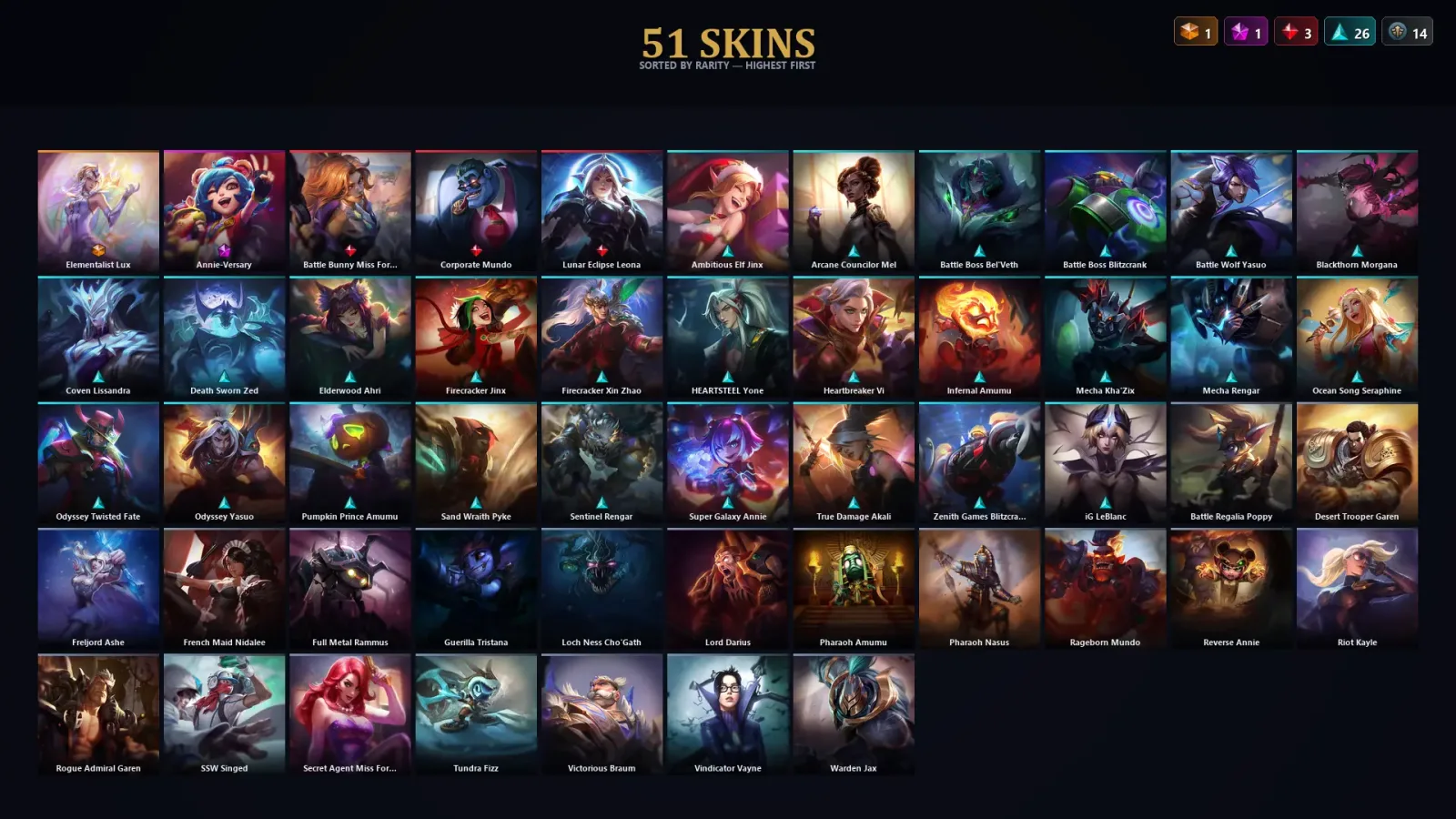 [LoL] | TR | Level 128 | Bronze IV | 121 Champions | 51 Skins | 16,596 BE — LoL account