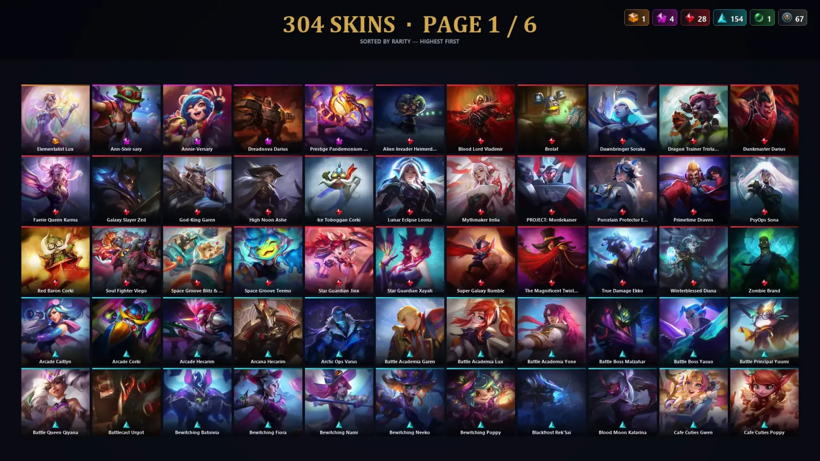 [LoL] | EUW | Level 363 | 172 Champions | 304 Skins | 28,876 BE — LoL account