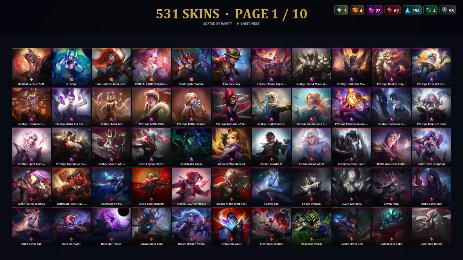 [LoL] | EUW | Level 207 | 173 Champions | 531 Skins | 26,970 BE
