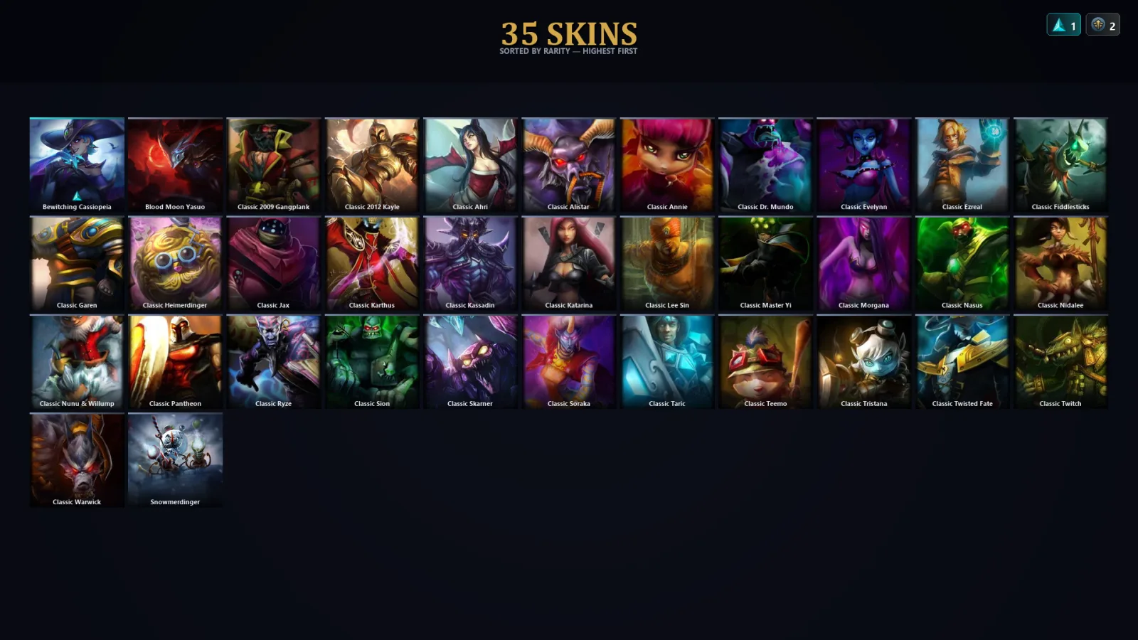 [LoL] | TR | Level 52 | 65 Champions | 35 Skins | 32,117 BE