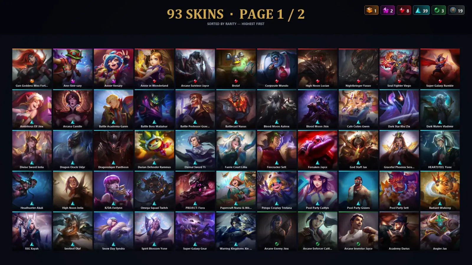 [LoL] | EUW | Level 314 | Gold IV | 164 Champions | 93 Skins | 13,563 BE — LoL account