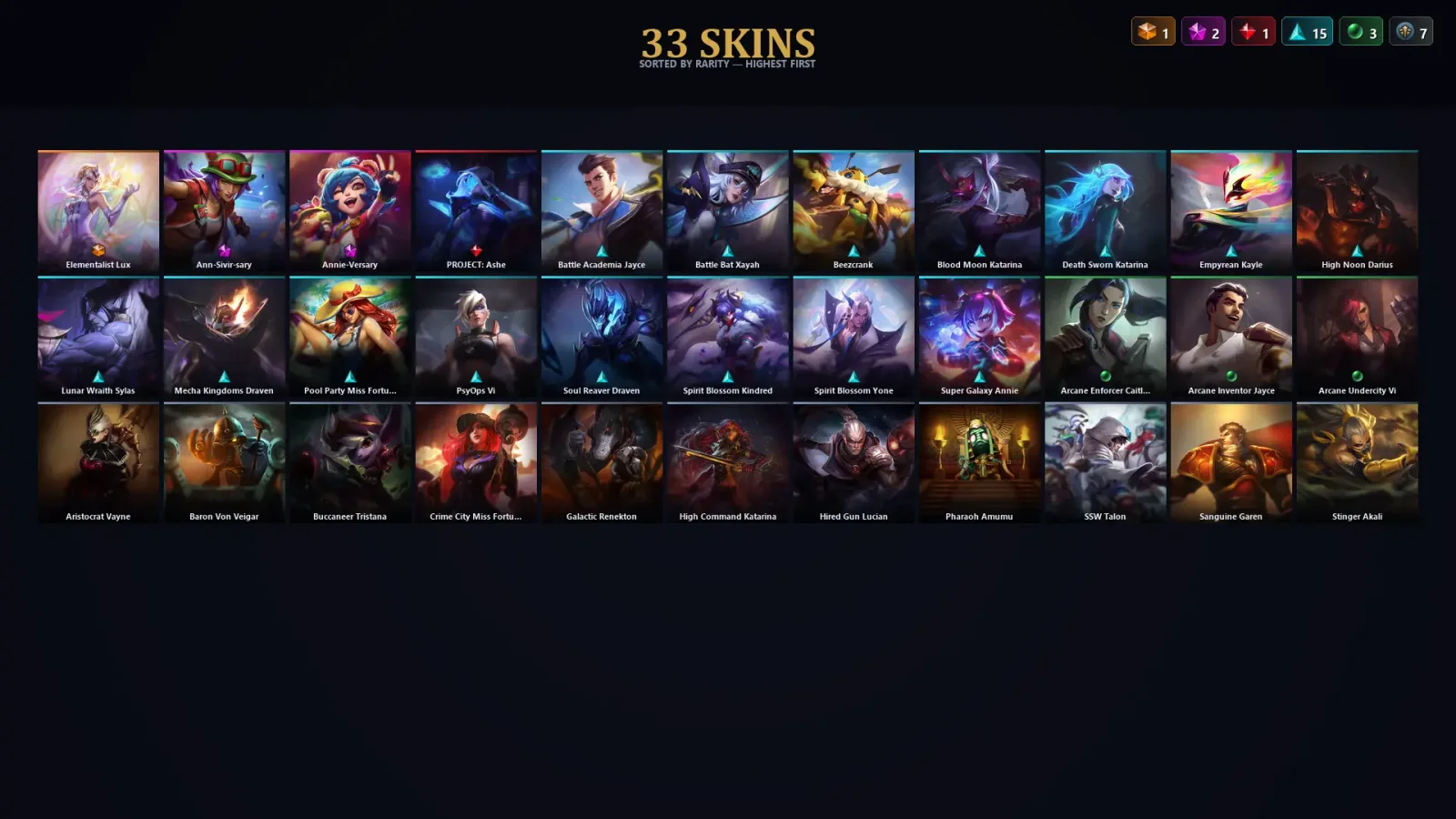 [LoL] | TR | Level 159 | 84 Champions | 33 Skins | 31,335 BE — LoL account