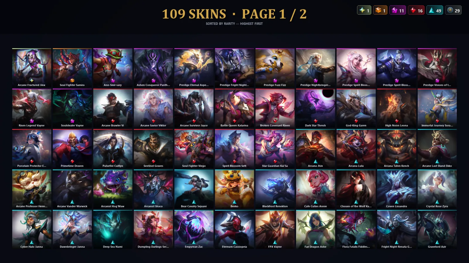 [LoL] | TR | Level 195 | Gold IV | 173 Champions | 109 Skins | 29,877 BE