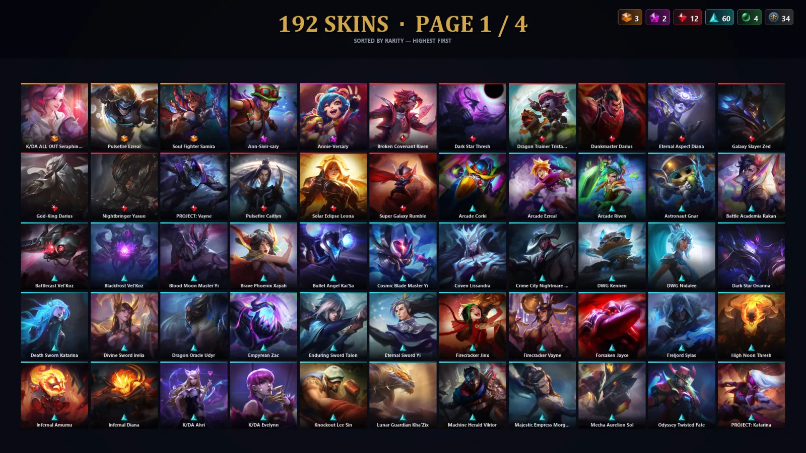 [LoL] | TR | Level 469 | Emerald III | 173 Champions | 192 Skins | 136,028 BE