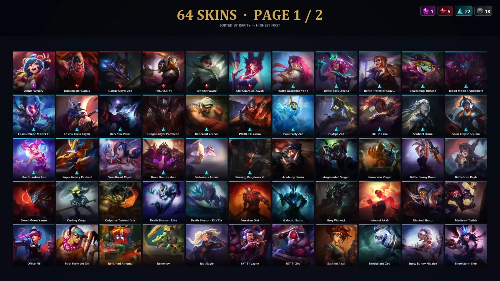 [LoL] | TR | Level 250 | Gold III | 89 Champions | 64 Skins | 53,422 BE — LoL account