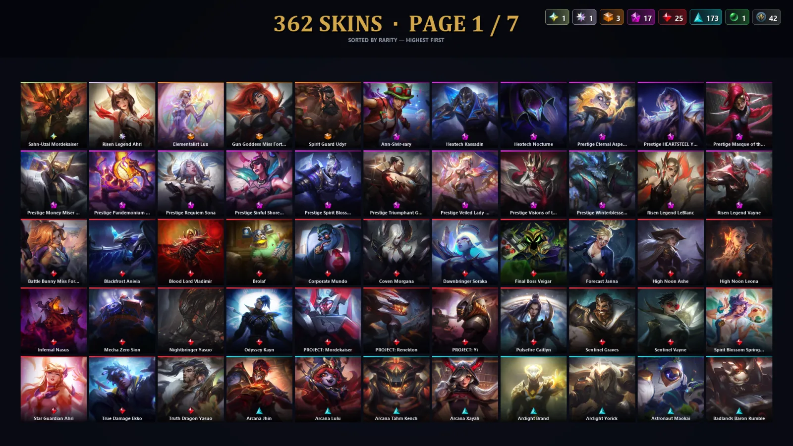 [LoL] | NA | Level 370 | 173 Champions | 330 Skins | 62,312 BE